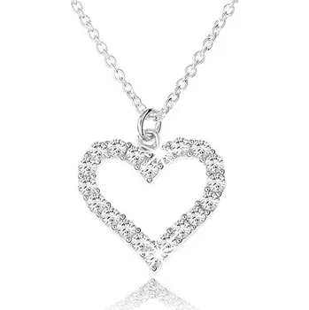 Náhrdelník Nastavitelný náhrdelník ze stříbra 925, zirkonová kontura souměrného srdce