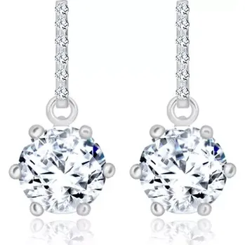 Náušnice Puzetové náušnice - zirkonová linie a třpytivý zirkon v kotlíku, stříbro 925