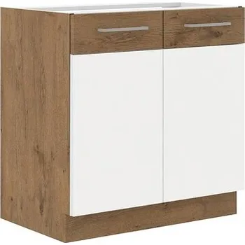 Spodní kuchyňská skříňka Woodline 80 D 2F BB, Barva: Dub lancelot / bíly lesk MIRJAN 5902928813500