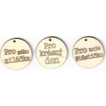 Výřez z překližky, O85/5, přívěšek, KOLEČKO-PRO MÉHO MILÁČKA, 3,5cm, 1ks