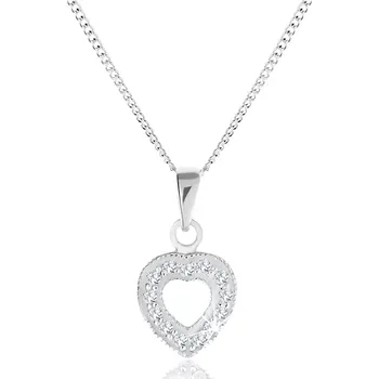 Náhrdelník Náhrdelník ze stříbra 925, obrys pravidelného srdíčka zdobený čirými zirkonky