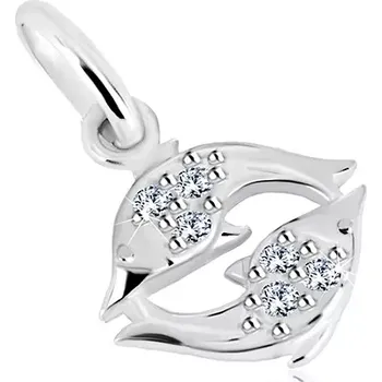 Přívěsek Přívěsek ze stříbra 925 - blýskavé zirkony v čirém odstínu, znamení RYBY