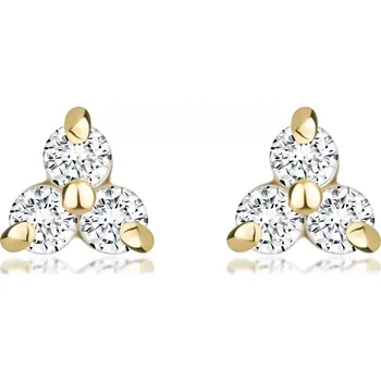 Náušnice Náušnice ze žlutého zlata 585 - trojlístek z kulatých briliantů, puzetky