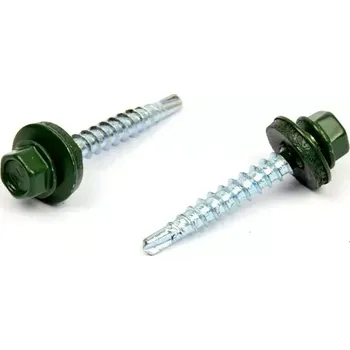 Šroub Střešní šroub s EPDM 4,8x19 RAL 6020 chromově zelená (Střešní - farmářský šroub s podložkou)