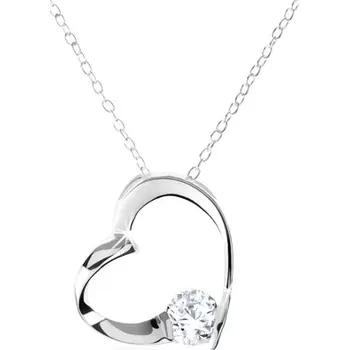 Náhrdelník Náhrdelník ze stříbra 925 - nepravidelná kontura srdce, kulatý čirý zirkon