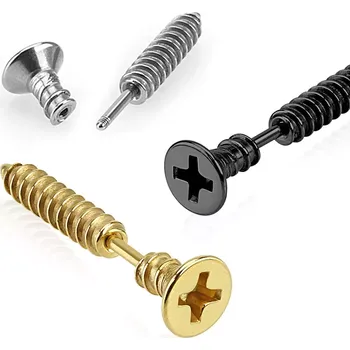 Piercing Piercing z 316L oceli do ucha - samořezný šroubek, různé barvy - Barva: Černá