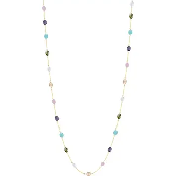 Náhrdelník Náhrdelník ze žlutého zlata 585 - barevné oválné zirkony, 900 mm