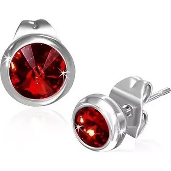 Náušnice Náušnice z oceli 316L, puzetky, kulatý blýskavý zirkon červené barvy