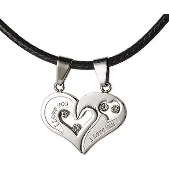 Přívěsek Ocelové přívěsky rozdělená srdce se zirkony