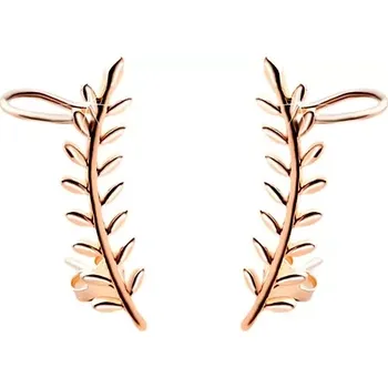 Náušnice Crawler náušnice měděné barvy, stříbro 925, větvička s listy, puzetky a háčky