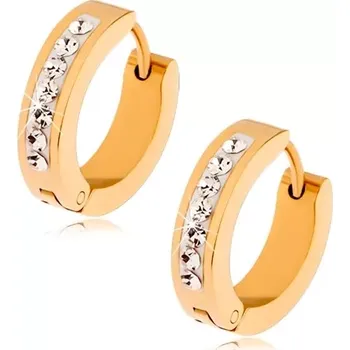 Náušnice Náušnice z oceli, zlatá barva, proužek vykládaný čirými kamínky