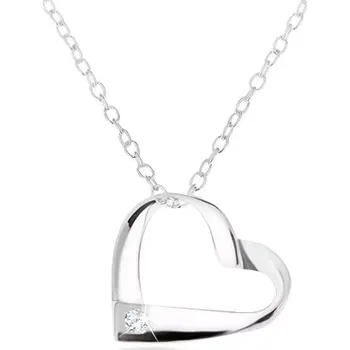 Náhrdelník Stříbrný 925 náhrdelník, proužek zatočený do kontury srdce, čirý zirkon