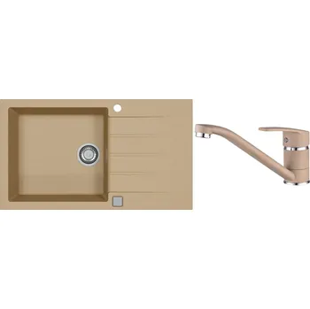 Granitový dřez Alveus Set Cadit 40 Granitový dřez s odkapem 860x500 mm + baterie Nina 55, béžová, SETA22027