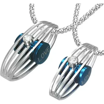 Přívěsek Přívěsky pro pár - žebrovaná elipsa, zirkon, boční nápis