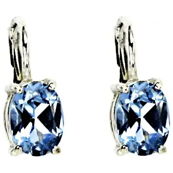 Náušnice Stříbrné náušnice akvamarin tmavý - NK1245 (Stříbrné náušnice s akvamarinem 8x6 mm)