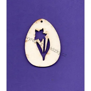 Překližka Výřez z překližky, D67/1, NARCISKA VE VAJÍČKU, 6x4,5cm, 1ks