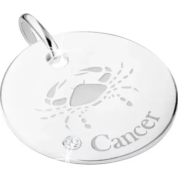 Přívěsek Kruhový přívěsek ze stříbra 925, znamení zvěrokruhu RAK, čirý kamínek