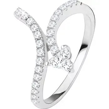 Prsten Prsten vykládaný čirými zirkony, stříbro 925, zatočená šipka - Velikost: 49
