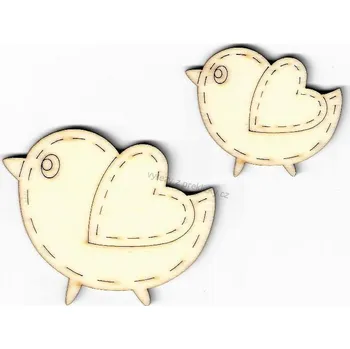 Překližka Výřez z překližky, Z126/1, VYŠÍVANÝ PTÁČEK-velký, 7,5x6,3cm, 1ks