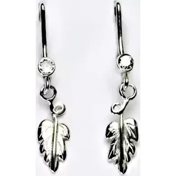 Náušnice Stříbrné visací náušnice lístek čirý zirkon - NK28/214 (Stříbrné náušnice lístky s čirými zirkony)