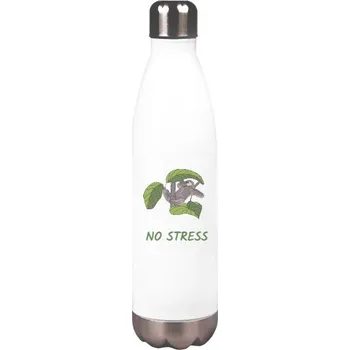 Láhev Sportovní kovová láhev s potiskem Termoláhev - Lenochod - No stress