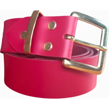 Opasek opaskujse Kožený opasek XXL, červená kůže, spona zlatá mosazná hranatá Délka opasku: 125 cm