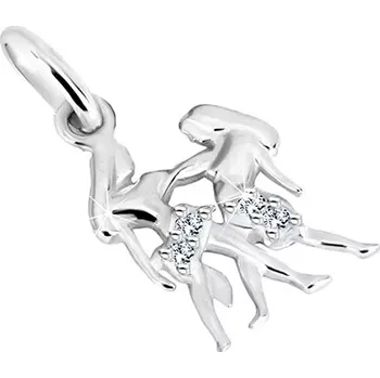 Přívěsek Přívěsek ze stříbra 925 - dlouhovlasá dvojčata se zirkonky, znamení BLÍŽENCI