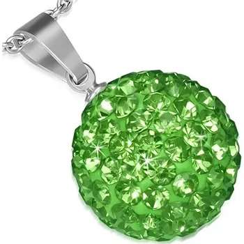 Přívěsek Přívěsek z oceli 316L - světle zelená Shamballa kulička a blyštivé zirkony, 12 mm