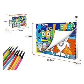 První čtění Książeczka do kolorowania 3D + mazaki 8szt