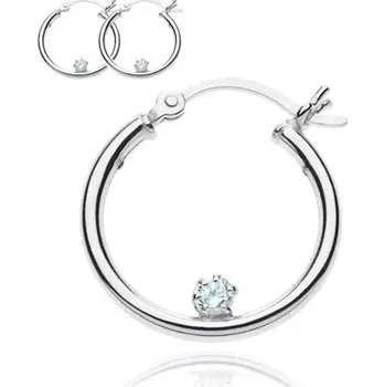 Náušnice Kulaté stříbrné náušnice 925 - hladké, se zirkonem na obruči, 20 mm