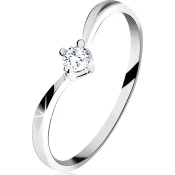 Prsten Zlatý prsten 585 - lesklá zahnutá ramena, blýskavý broušený diamant čiré barvy - Velikost: 50