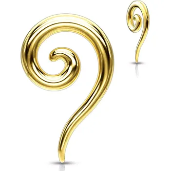 Piercing Ocelový expander do ucha ve zlaté barvě - hladká zatočená spirála - Tloušťka piercingu: 2,4 mm