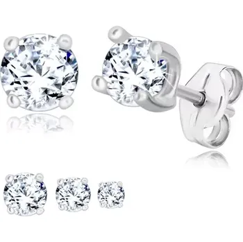 Náušnice Náušnice ze stříbra 925 - kulatý zirkon čiré barvy ve čtvercovém kotlíku - Velikost zirkonu: 5 mm