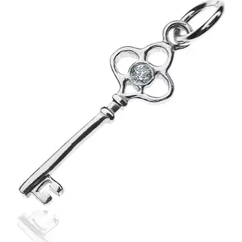 Přívěsek Stříbrný přívěsek - ozdobný klíček se zirkonem