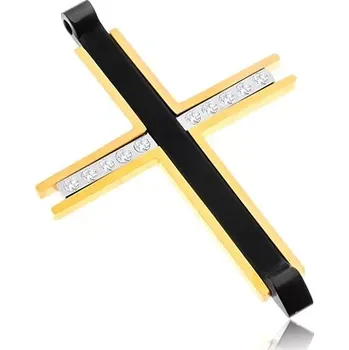 Přívěsek Přívěsek z chirurgické oceli - trojbarevný kříž s čirými zirkony