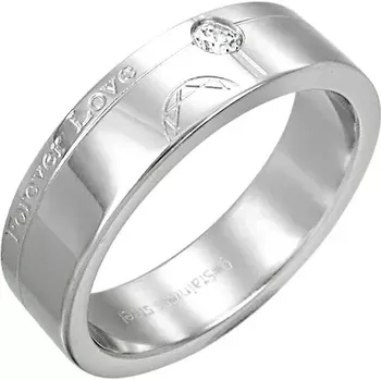 Prsten Ocelový prsten - Forever Love, zirkon - Velikost: 57