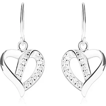 Náušnice Stříbrné náušnice 925, kontura asymetrického srdce zdobená zirkony