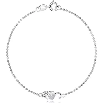 Náramek Stříbrný náramek 925 - mořský koník, čirý zirkon na břiše