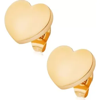 Náušnice Ocelové náušnice zlaté barvy, zrcadlově lesklá srdíčka, puzetky