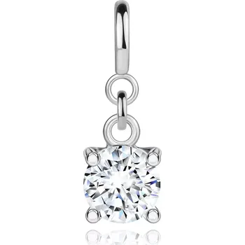 Přívěsek Přívěsek na náramek z bílého 14K zlata - čirý zirkon ve hranatém kotlíku