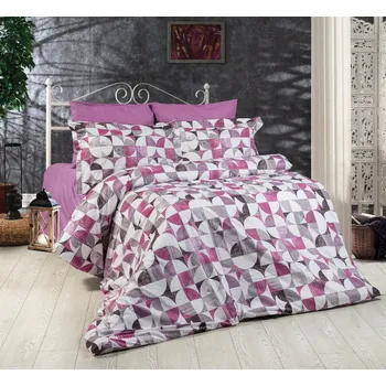 Povlečení Krepové povlečení Kruhy fialové Velikost: Na peřinu 200x220 a 2 polštáře 70x90- francouzský rozměr (atyp)