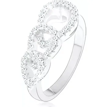 Prsten Zásnubní prsten ze stříbra 925, tři zirkonové kontury kapek - Velikost: 51