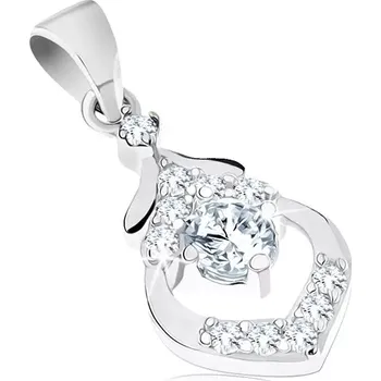Přívěsek Stříbrný přívěsek 925, obrys kapky s výřezem a se zirkony v čiré barvě