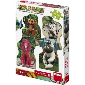 Puzzle DINO Puzzle 4x54 dílků Zafari: Zoomba a kamarádi 13x19cm skládačka 4v1