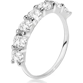 Prsten Prsten ze stříbra 925, pás čirých okrouhlých zirkonů - Velikost: 51