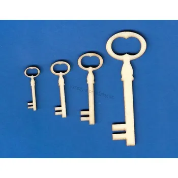 Překližka Výřez z překližky, O06/3, KLASICKÝ KLÍČ-malý, 1,4x3,7cm, 1ks