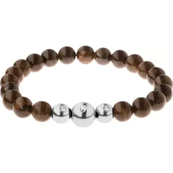 Náramek Elastický náramek na ruku, korálky v bronzových odstínech, ocelové kuličky