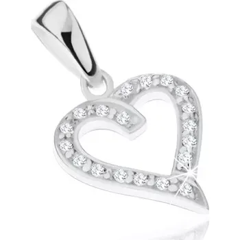 Přívěsek Stříbrný 925 přívěsek - obrys pravidelného srdíčka zdobený čirými zirkony