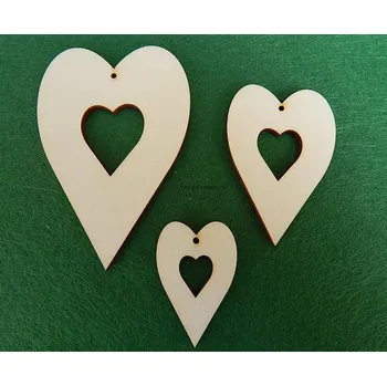 Dřevěné výřezy, SR03/3, SRDCE V SRDCI-malé, 2,8x4,2cm, 1ks