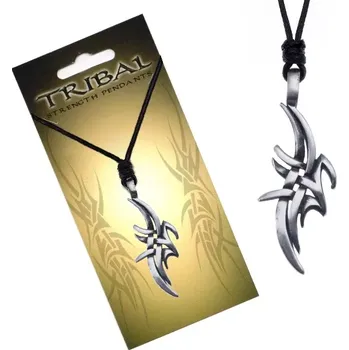 Náhrdelník TRIBAL náhrdelník na šňůrce, zvlněné pruty ve tvaru plamene